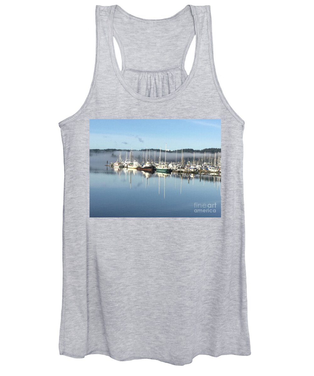Liberty Women's Tank Top featuring the photograph Misty Liberty Bay by Aicy Karbstein