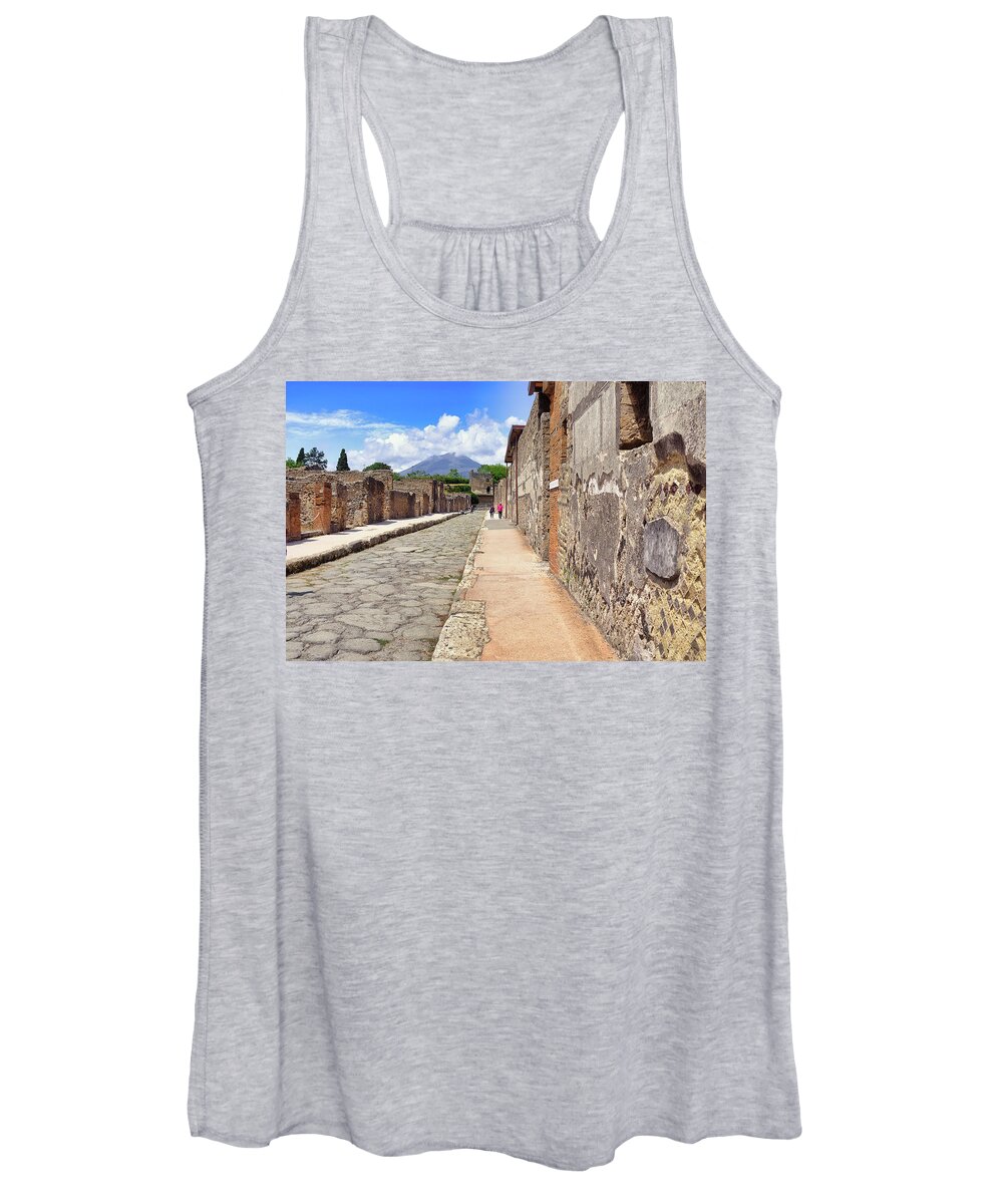 Mount Vesuvius And The Ruins Of Pompeii Italy Women's Tank Top featuring the photograph Mount Vesuvius and The Ruins of Pompeii Italy by Robert Bellomy