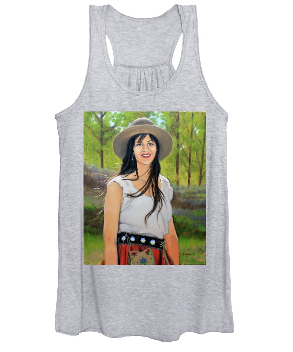 Hat Women's Tank Top featuring the painting Mountain Megan by Todd Cooper