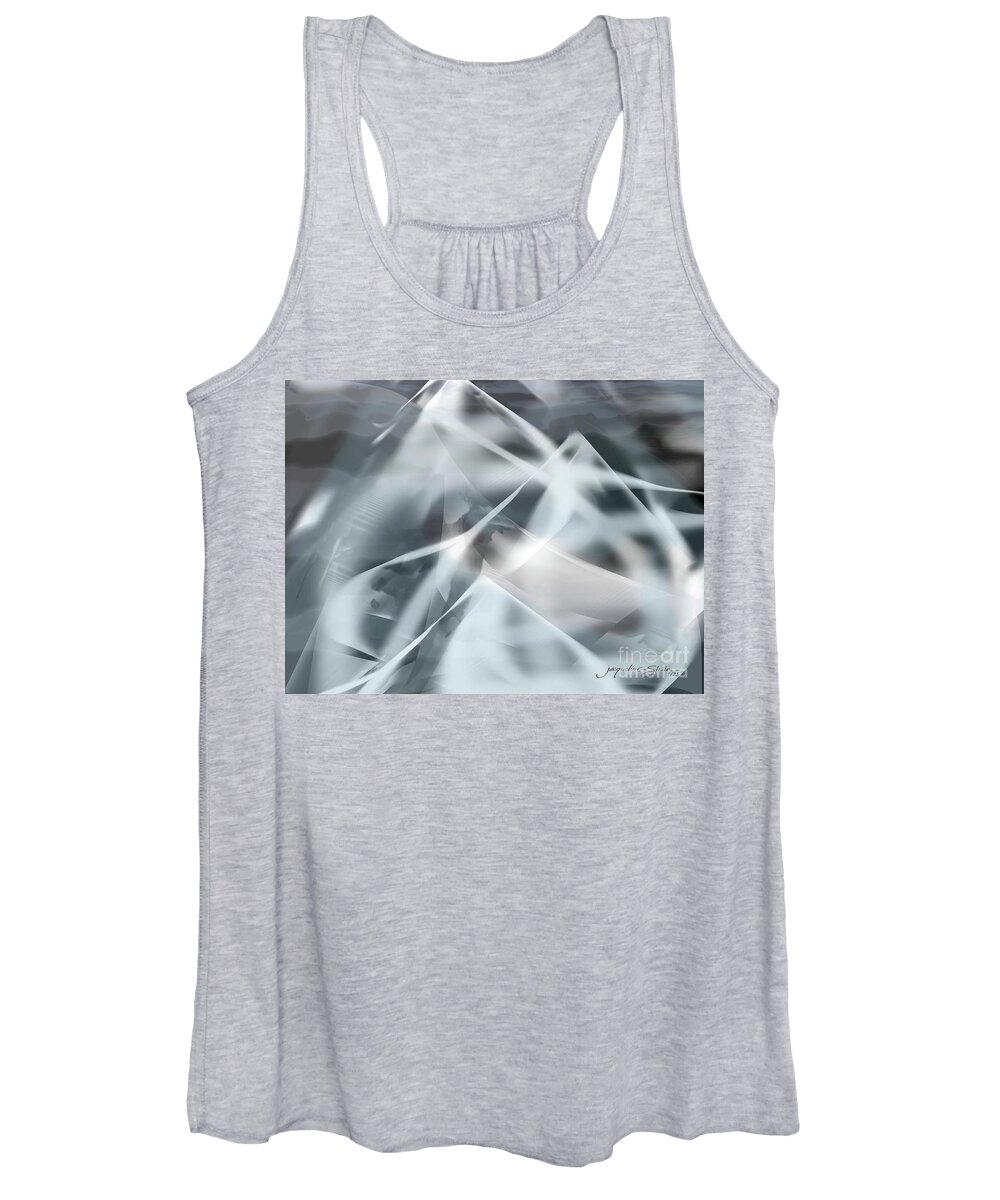Abstract Women's Tank Top featuring the digital art Mountains in the Mist by Jacqueline Shuler