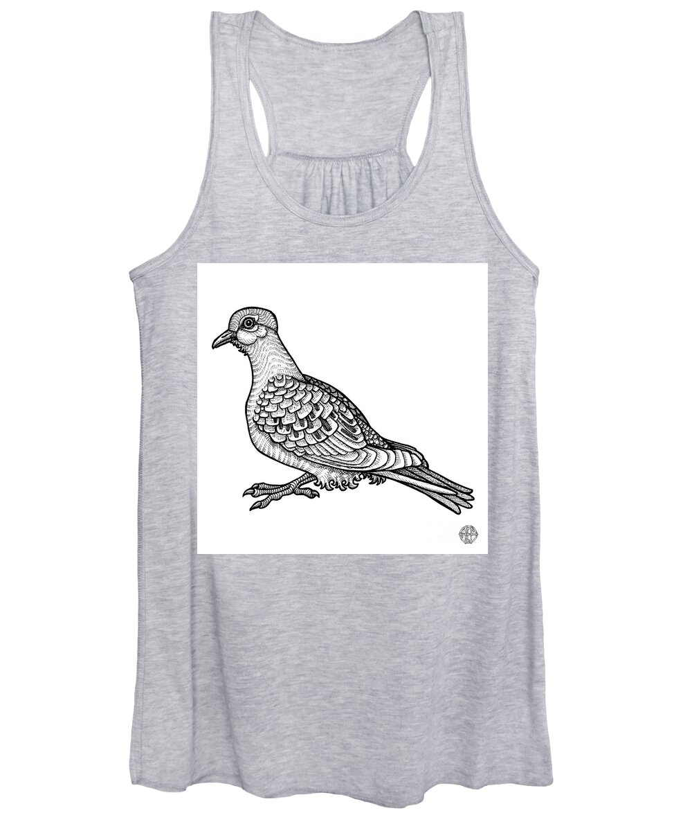 Animal Portrait Women's Tank Top featuring the drawing Mourning Dove by Amy E Fraser