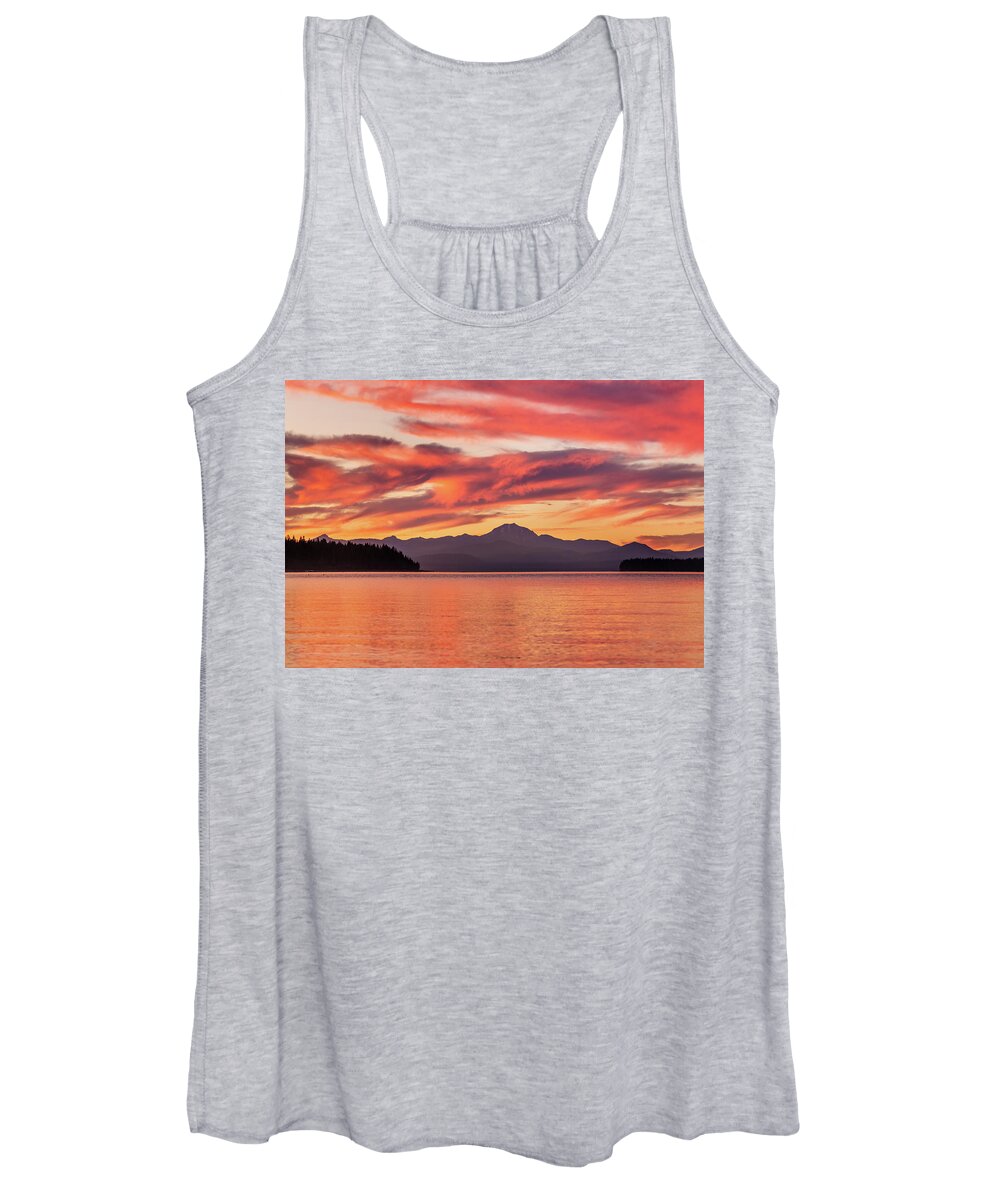 Lassen Women's Tank Top featuring the photograph Mt. Lassen and Lake Almanor by Randy Robbins
