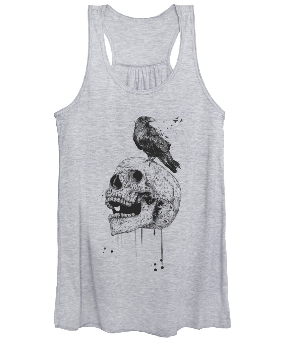 Skull Women's Tank Top featuring the drawing New skull by Balazs Solti