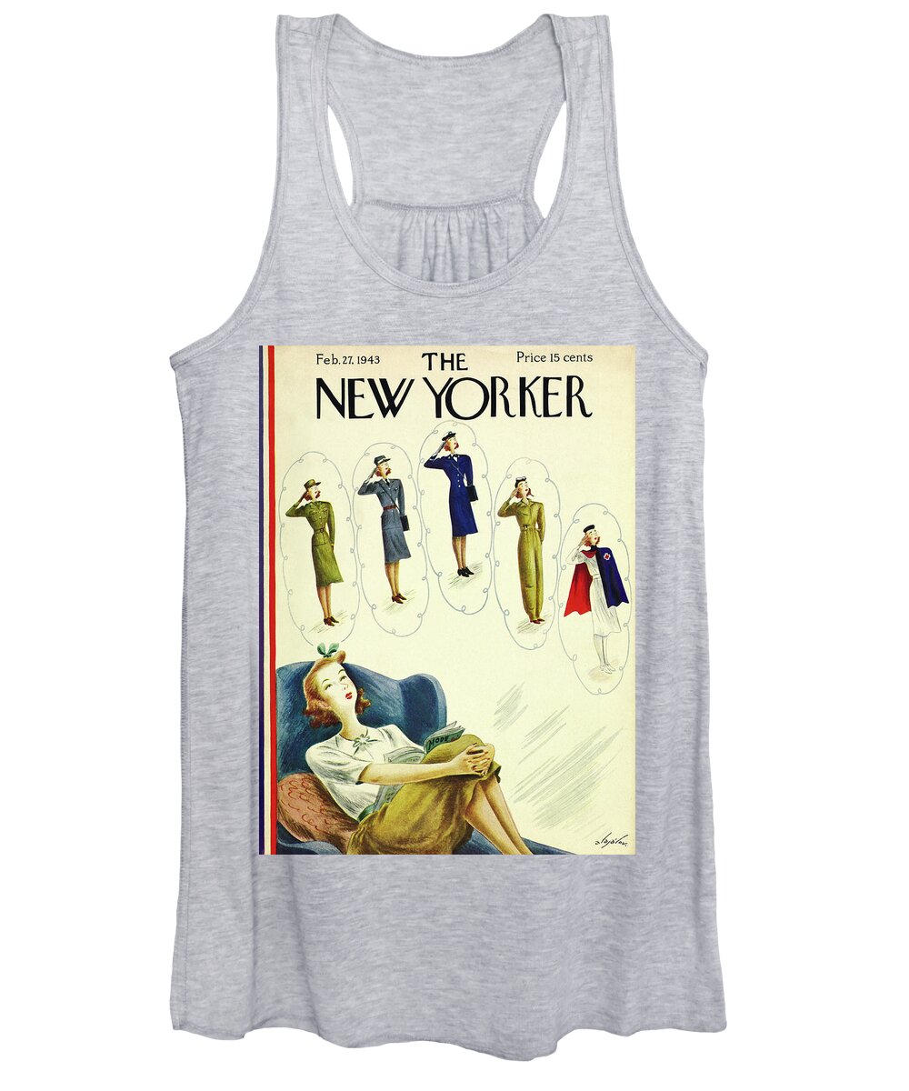 Illustration Women's Tank Top featuring the painting New Yorker February 27, 1943 by Constantin Alajalov