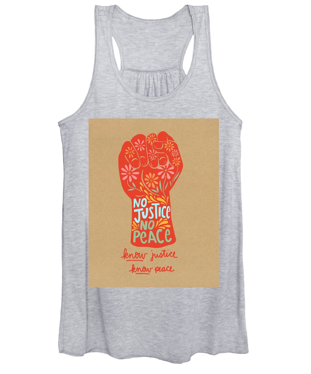 Art Women's Tank Top featuring the drawing No Justice No Peace by Curtis