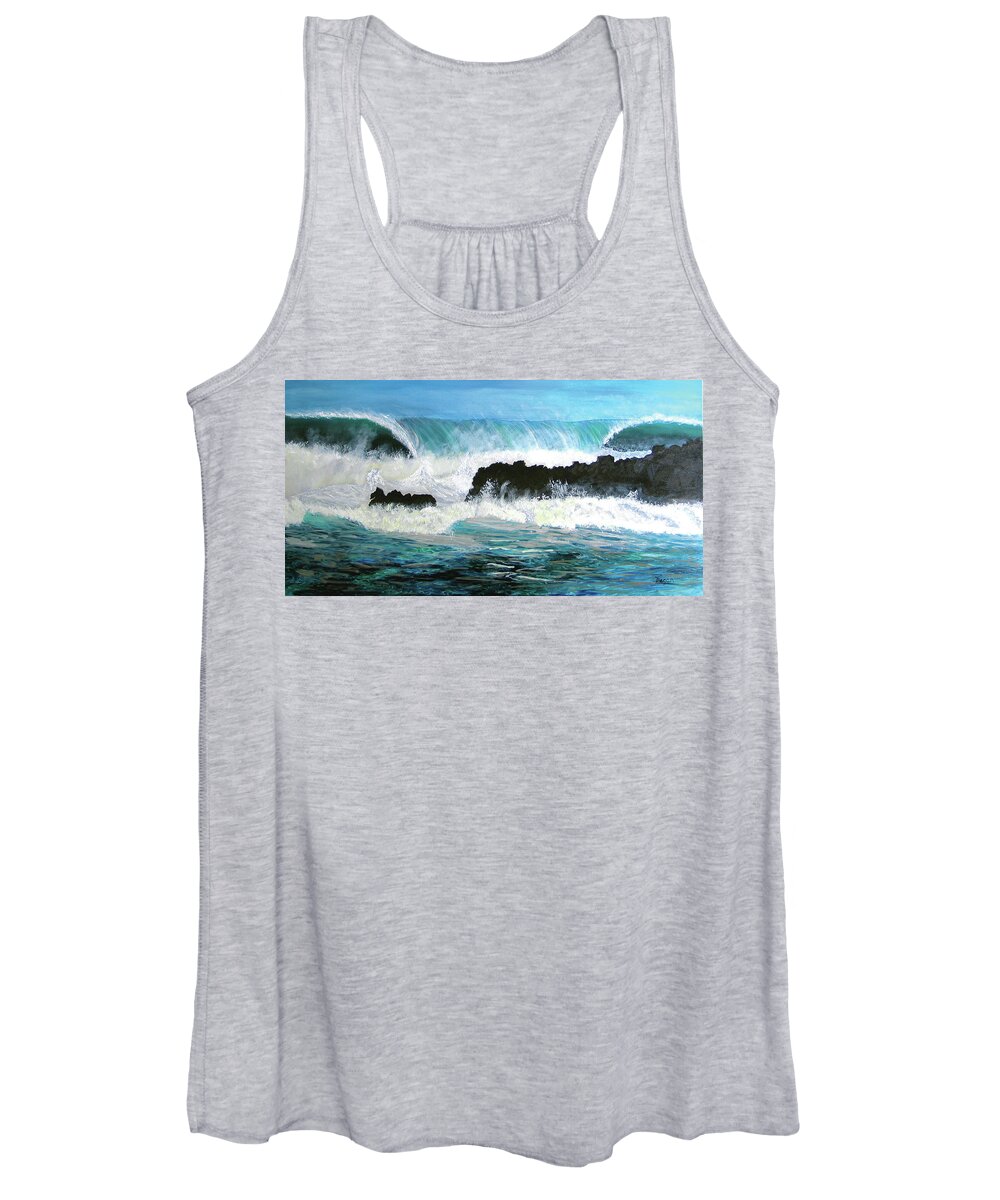Hawaii Women's Tank Top featuring the painting North Shore Wave by Megan Collins