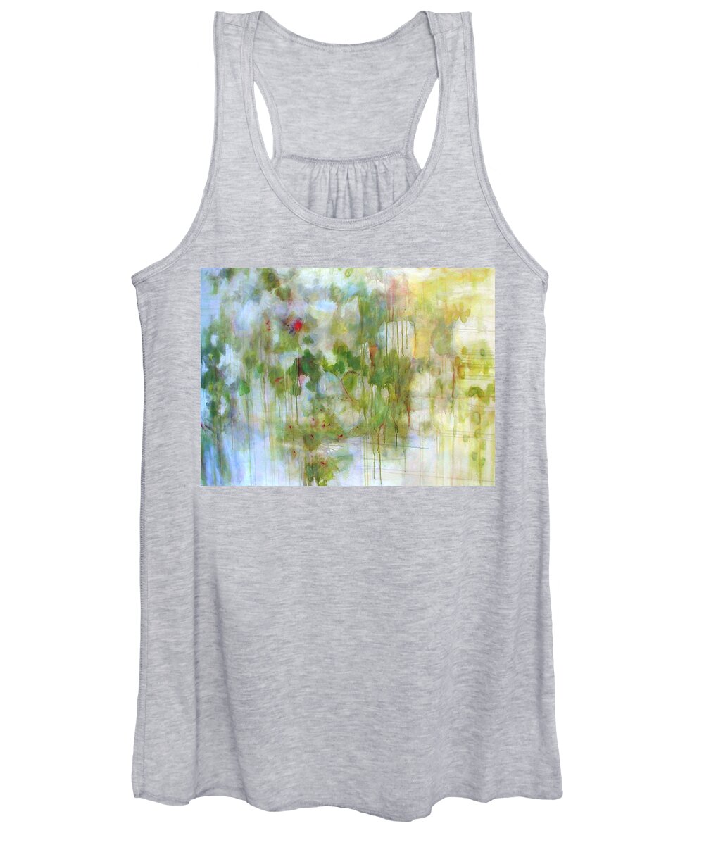 Green Women's Tank Top featuring the painting Northwest Spring by Janet Zoya