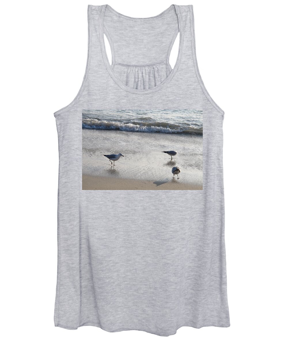 Seagulls Women's Tank Top featuring the photograph Ocean Birds by Laura Smith