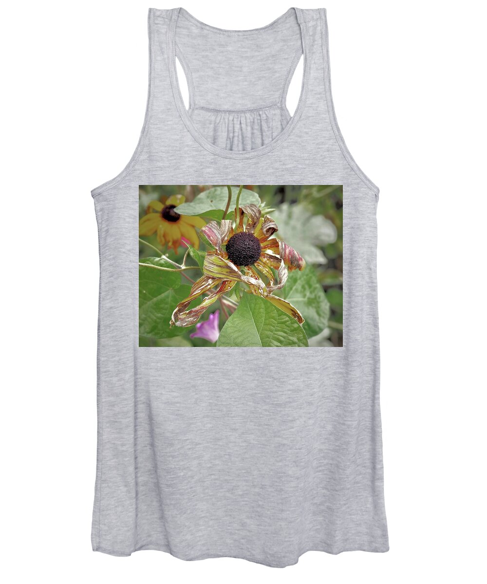 Autumn Women's Tank Top featuring the photograph October's Sunflower by Alida M Haslett