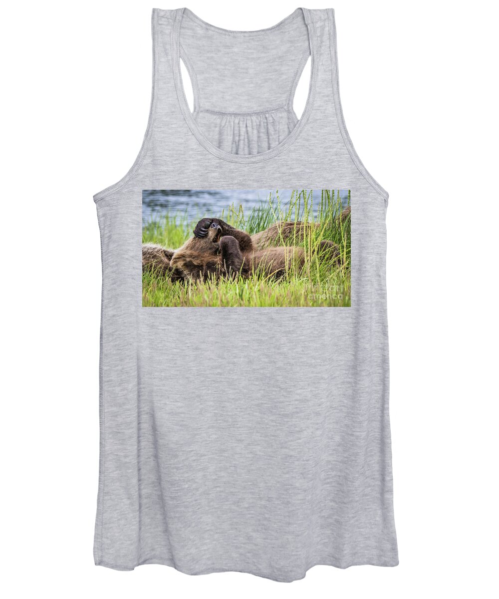 Grizzly Women's Tank Top featuring the photograph Oh my God... by Lyl Dil Creations