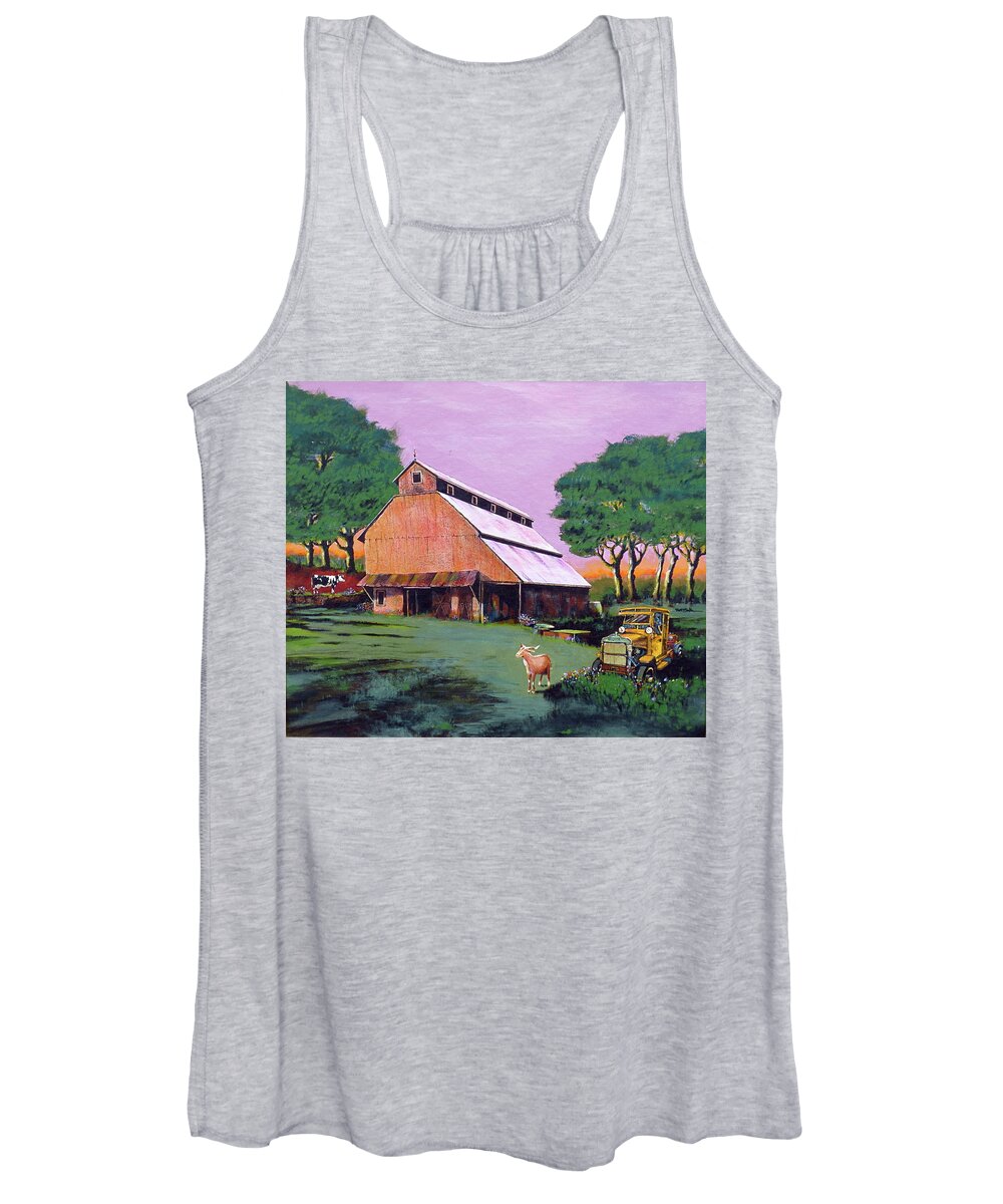 Old Barn In South Western Indiana - A And P Advertising On It Women's Tank Top featuring the painting Old Barn in Indiana by Robert Birkenes