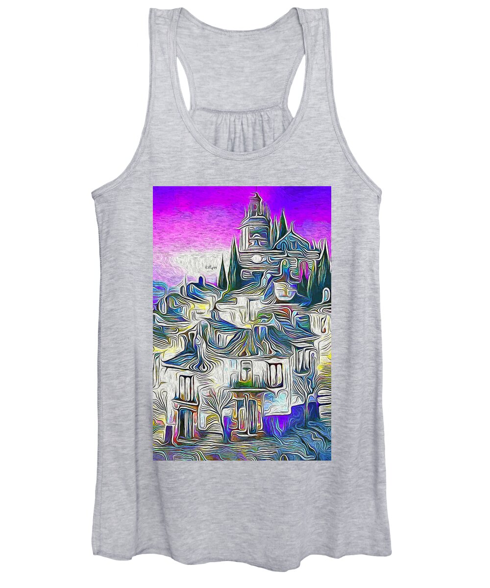 Paint Women's Tank Top featuring the painting Old village 7 by Nenad Vasic