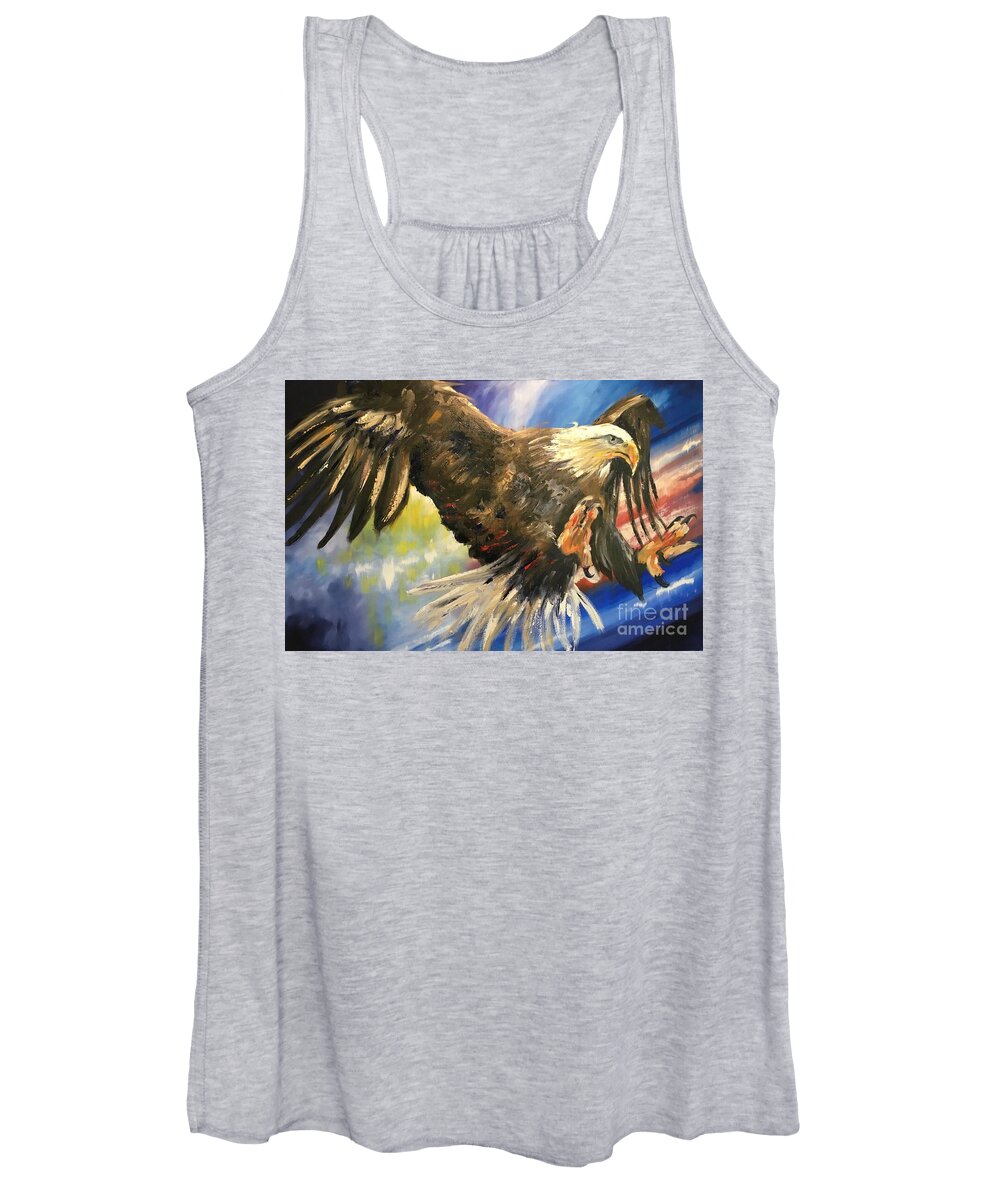 America Women's Tank Top featuring the painting Our Eagle by Alan Metzger
