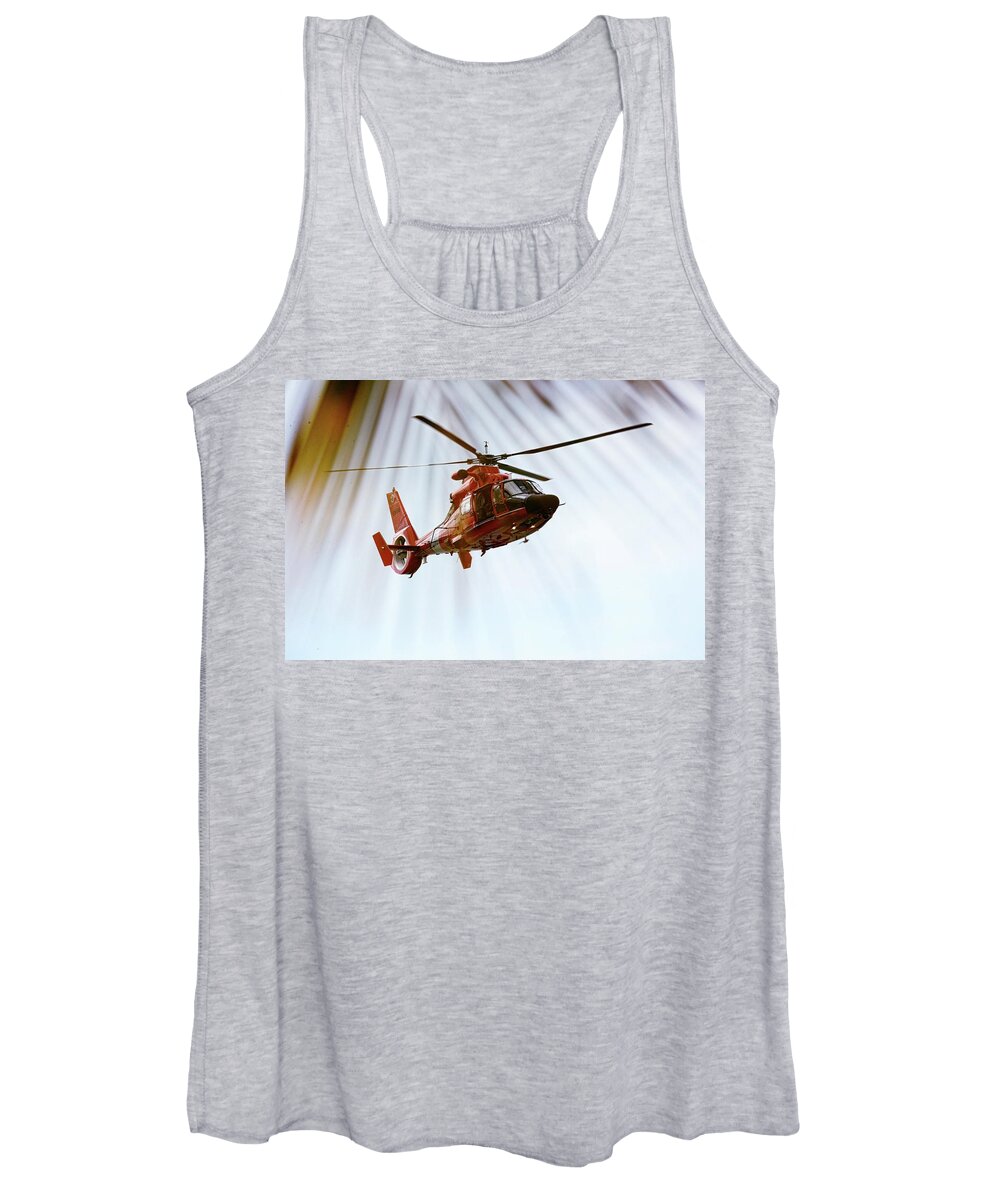 Helicopter Women's Tank Top featuring the photograph Palm Chopper by Climate Change VI - Sales