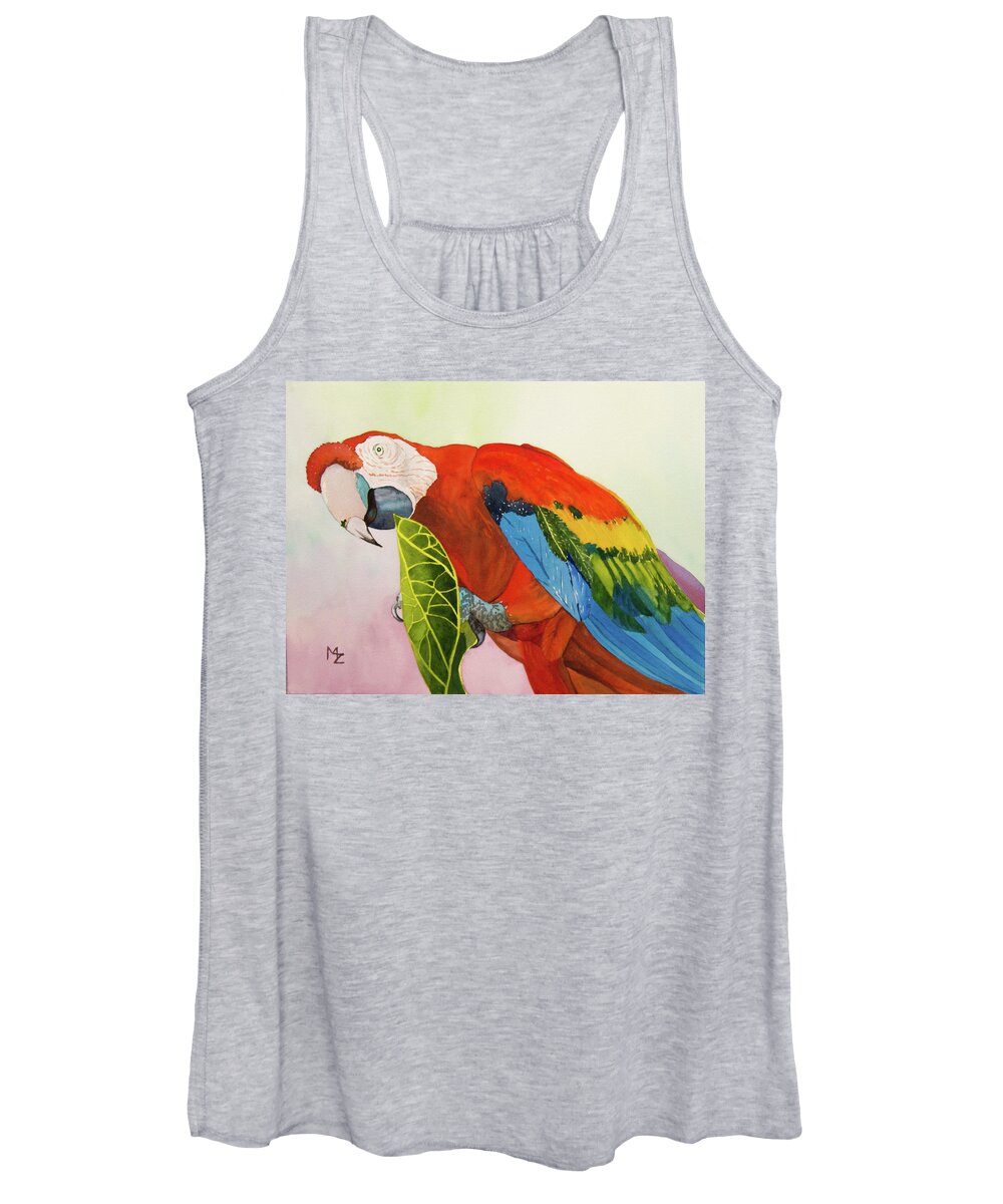 Parrot Women's Tank Top featuring the painting Parrot Lunch by Margaret Zabor
