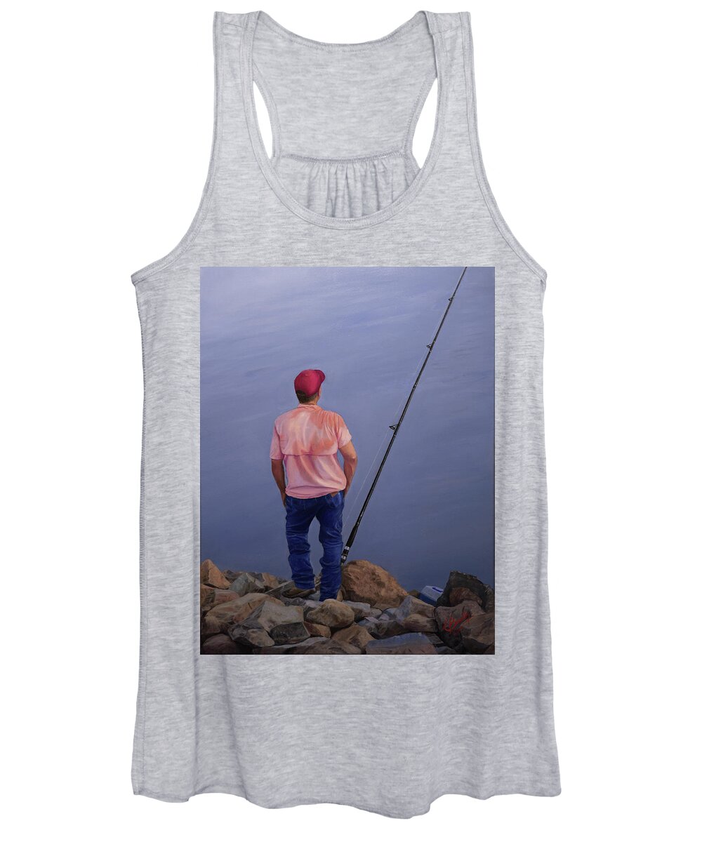 Fishing Women's Tank Top featuring the painting Patience by Glenn Beasley