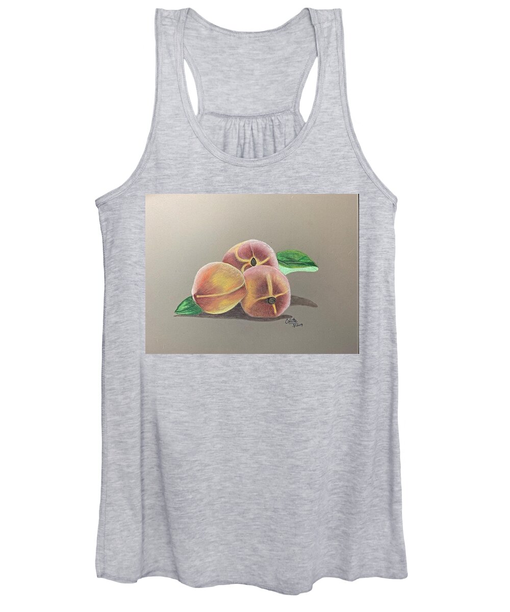 Fruit Women's Tank Top featuring the drawing Peaches by Colette Lee