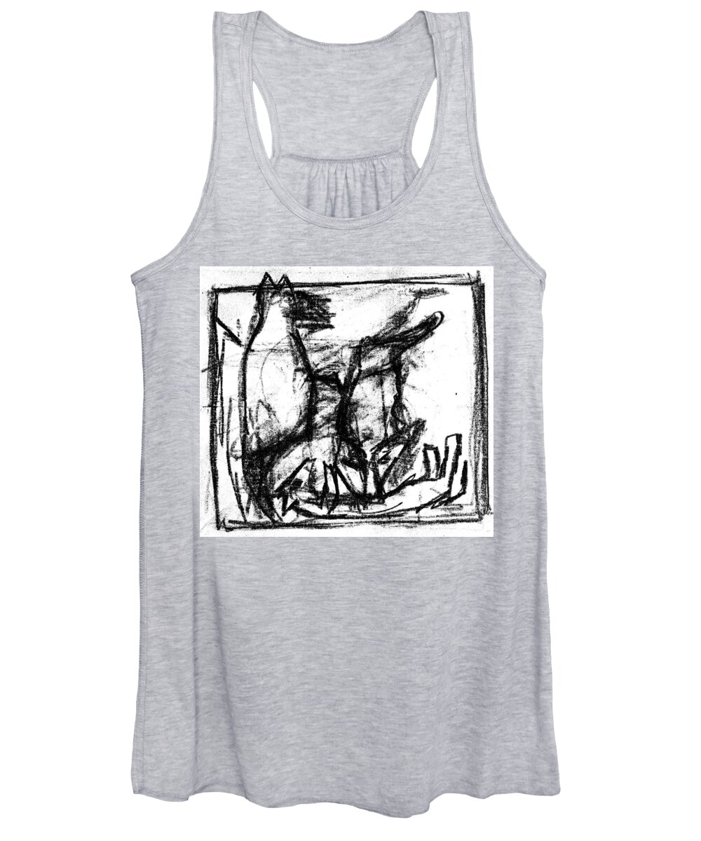 Canine Women's Tank Top featuring the digital art Pencil Squares Black Canine d by Edgeworth Johnstone