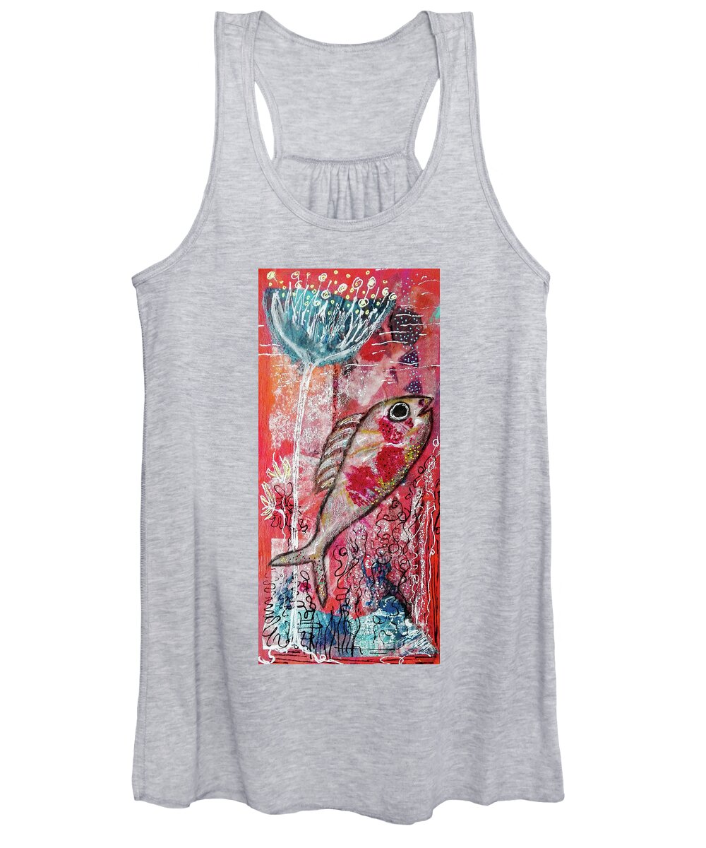 Fish Women's Tank Top featuring the mixed media Penelope Fish by Mimulux Patricia No