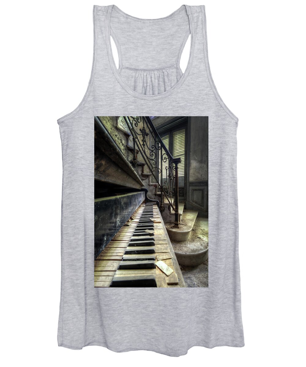 Abandoned Women's Tank Top featuring the photograph Piano Detail by Roman Robroek