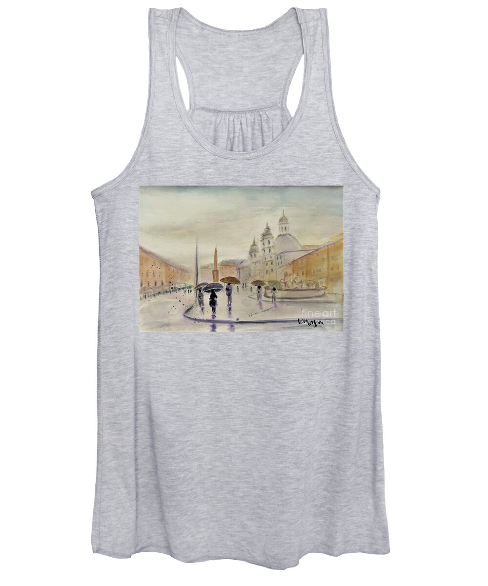Rome Women's Tank Top featuring the painting Piazza Navona Roma by Laurie Morgan