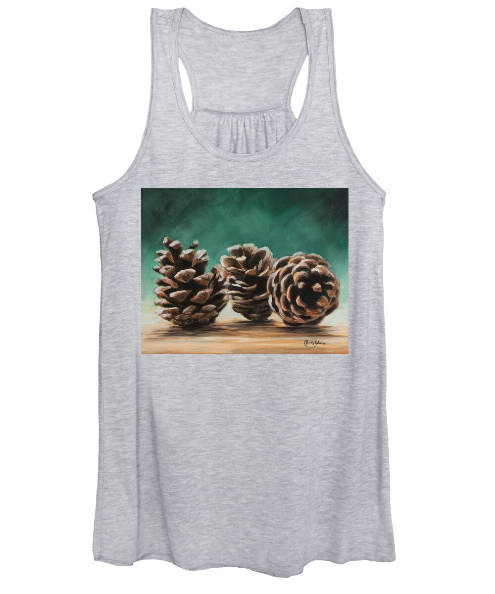 Pine Cones Women's Tank Top featuring the painting Pine Cones by Kirsty Rebecca