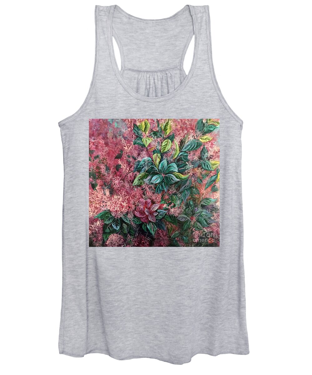 Plant Women's Tank Top featuring the painting Pink Infusion by Linda Markwardt