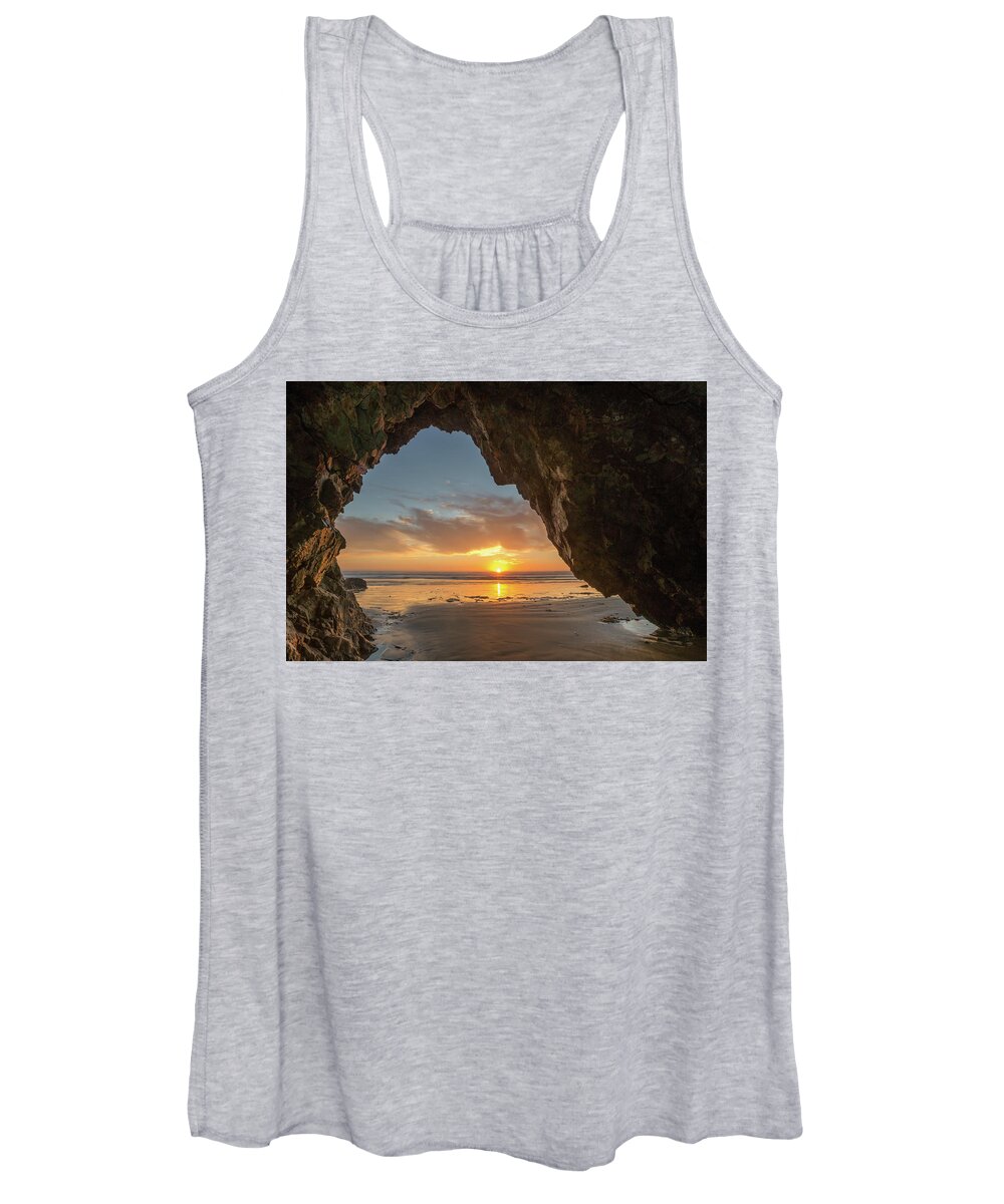 Pismo Beach Women's Tank Top featuring the photograph Pismo Caves Sunset by Mike Long