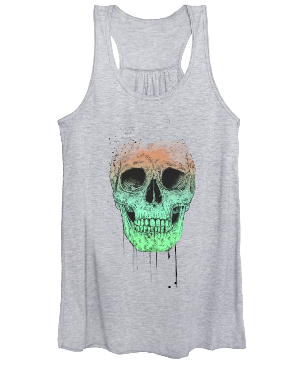 Skull Women's Tank Top featuring the drawing Pop art skull by Balazs Solti