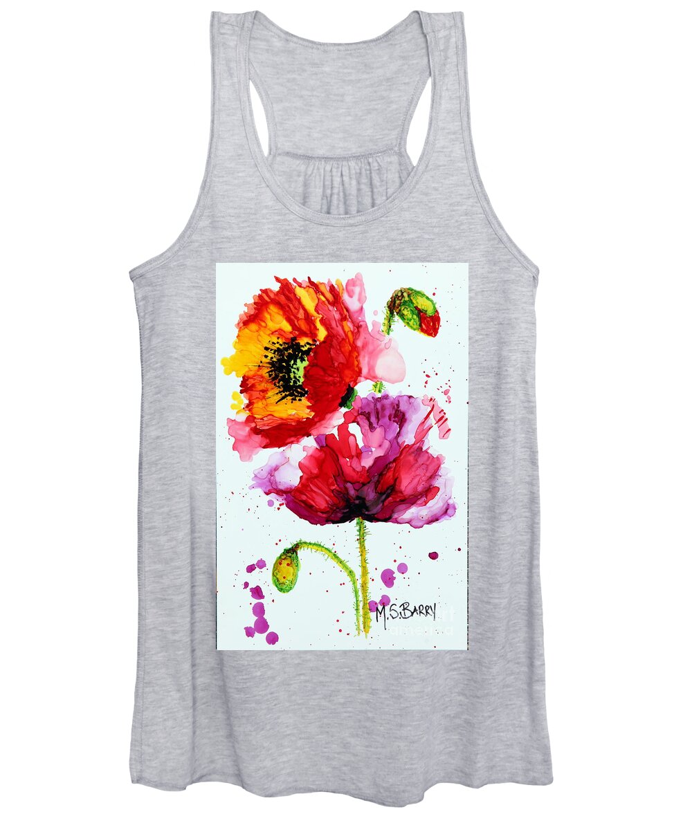 Poppy Women's Tank Top featuring the painting Poppies by Maria Barry