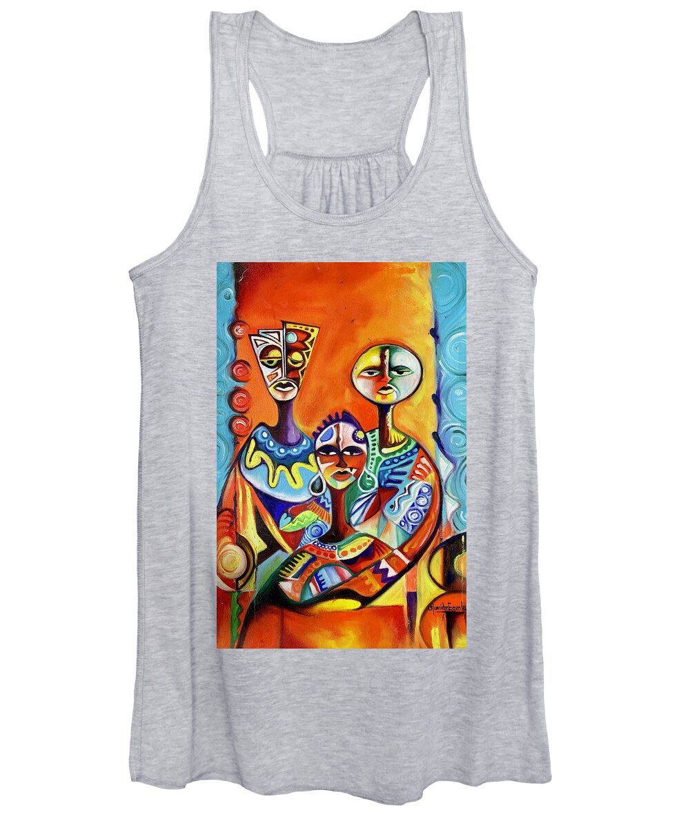 Africa Women's Tank Top featuring the painting Portrait by Olumide Egunlae