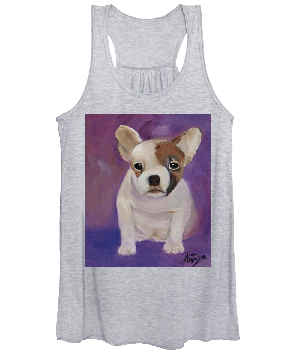 Boston Terrier Puppy Women's Tank Top featuring the painting Pure Sweetness by Nataya Crow
