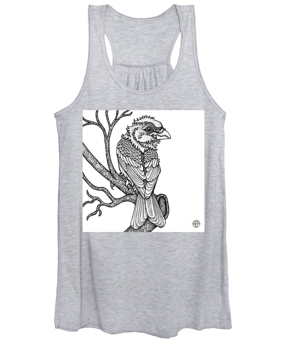 Animal Portrait Women's Tank Top featuring the drawing Purple Finch by Amy E Fraser