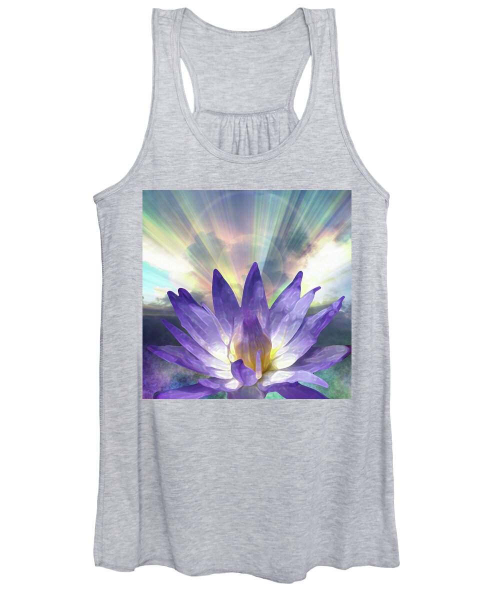 Abstract Women's Tank Top featuring the digital art Purple Lotus by Bruce Rolff