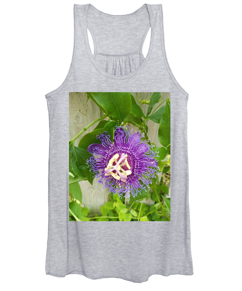 Flower Women's Tank Top featuring the photograph Purple Passionflower by Portia Olaughlin