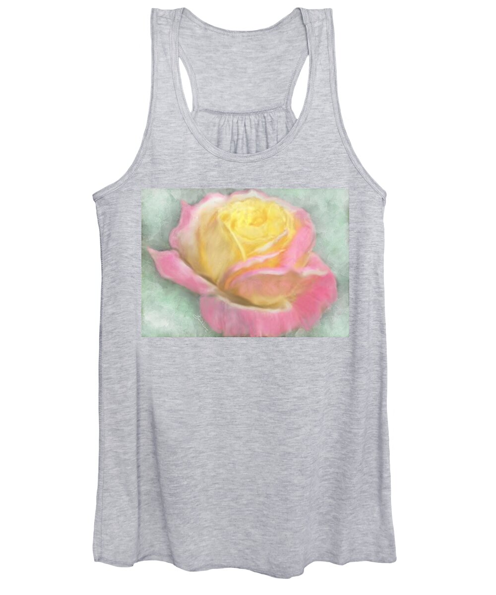 Rose Women's Tank Top featuring the painting Queen Bella Rose - I Care by Sannel Larson