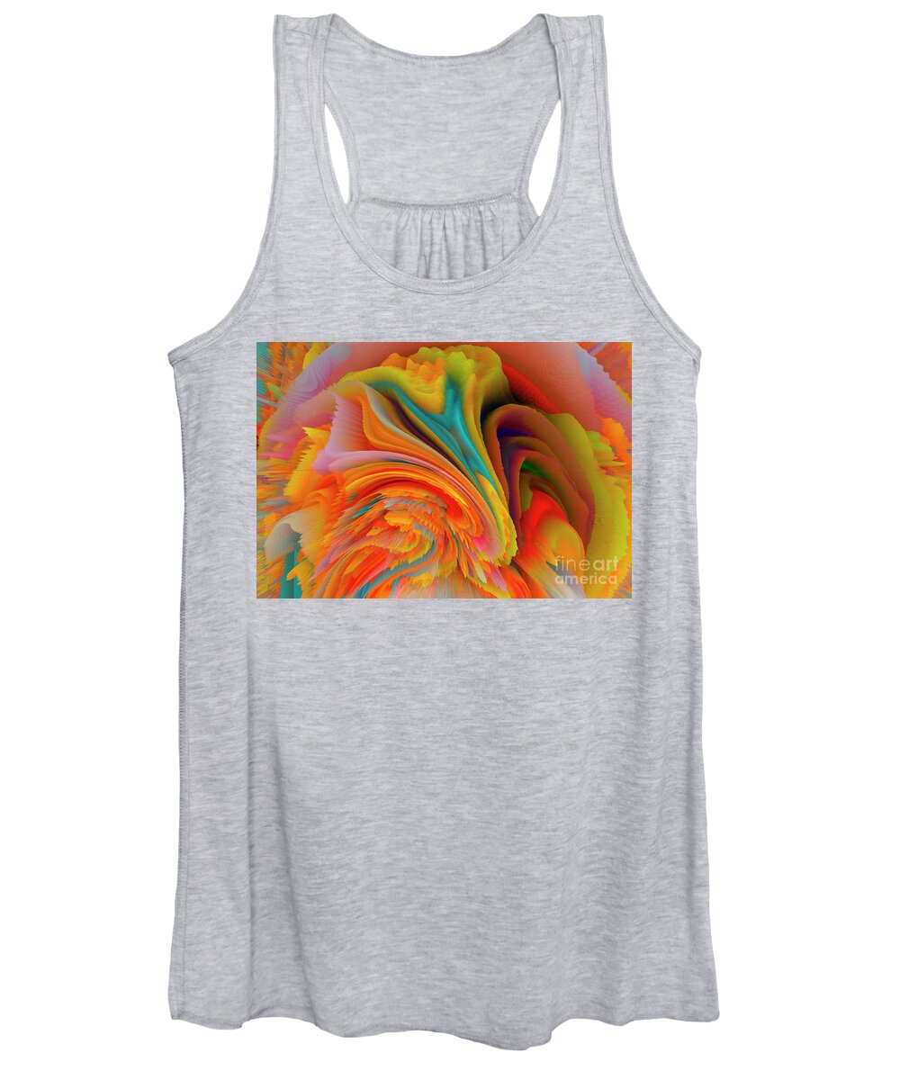 Rainbow Women's Tank Top featuring the mixed media A Flower In Rainbow Colors Or A Rainbow In The Shape Of A Flower 2 by Elena Gantchikova
