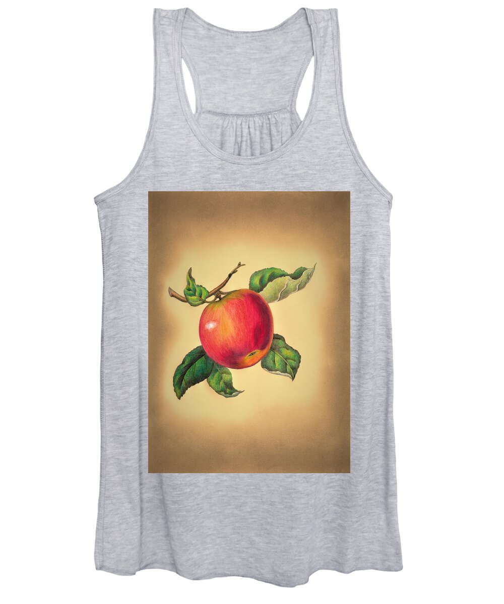 Apple Women's Tank Top featuring the drawing Red apple by Tara Krishna