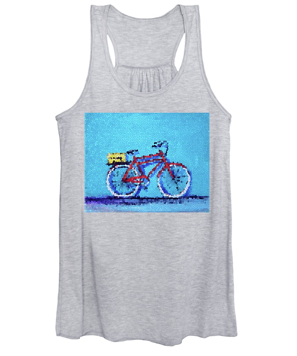Bike Women's Tank Top featuring the painting Red Summer Bike by Katy Hawk