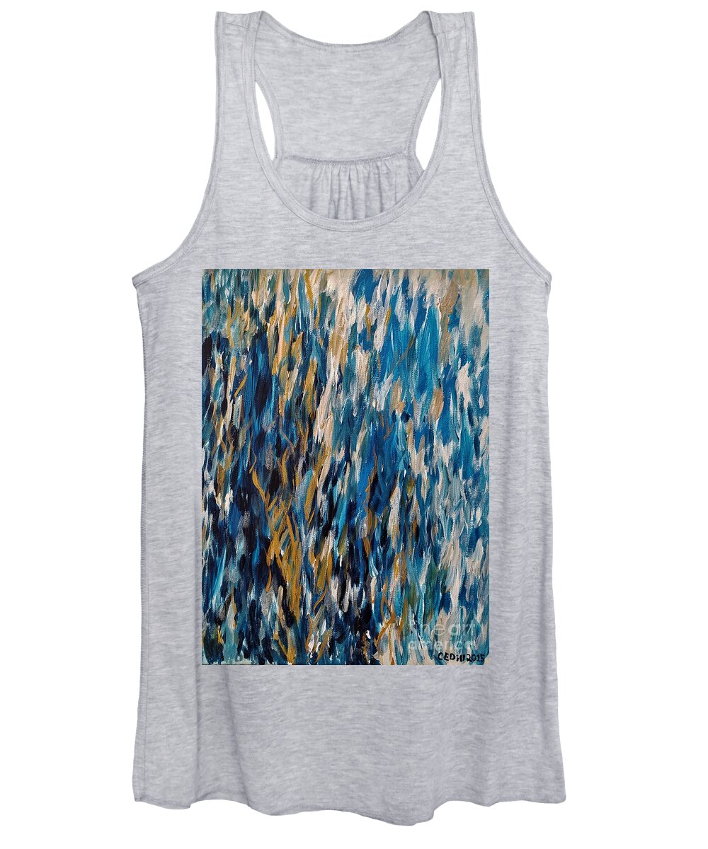 Hull Women's Tank Top featuring the painting Reflection of a Rusty Hull by C E Dill