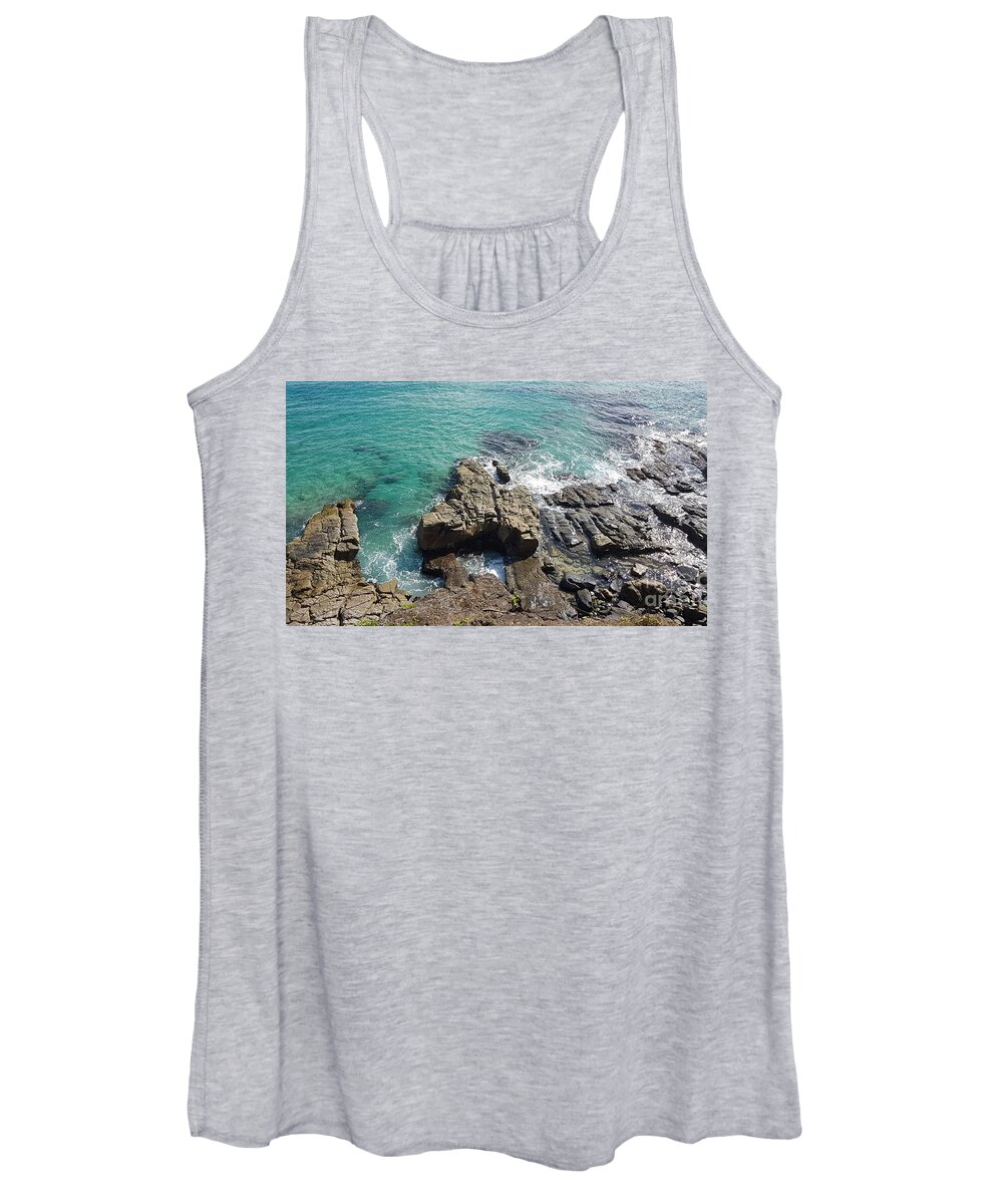 Landscape Women's Tank Top featuring the photograph Rocks And Water by Cassy Allsworth