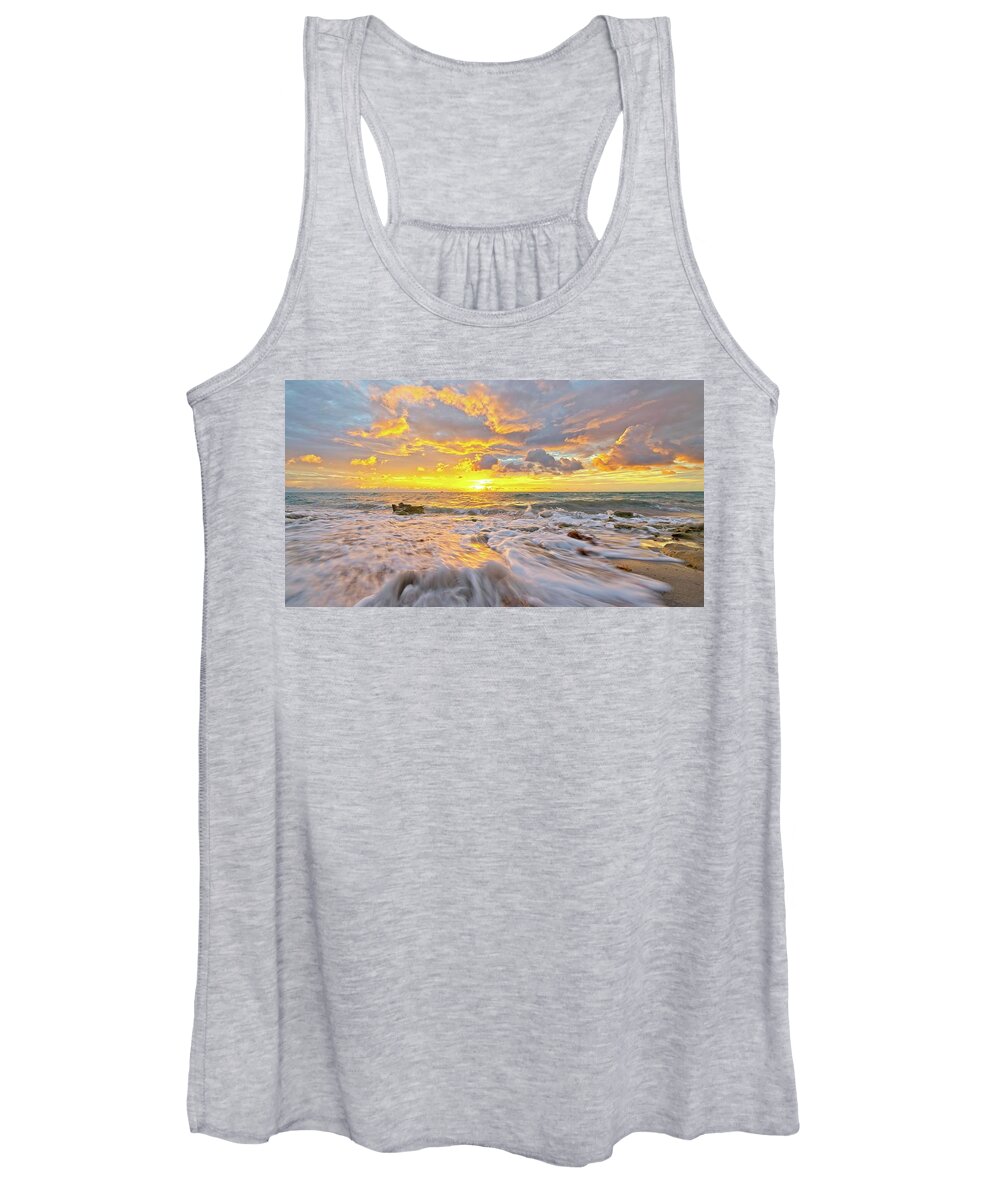 Carlin Park Women's Tank Top featuring the photograph Rushing Surf by Steve DaPonte