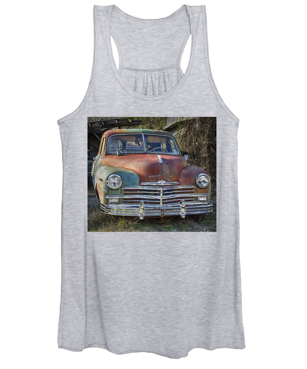 Automotive Women's Tank Top featuring the photograph Rusty Gold by Michael Frank