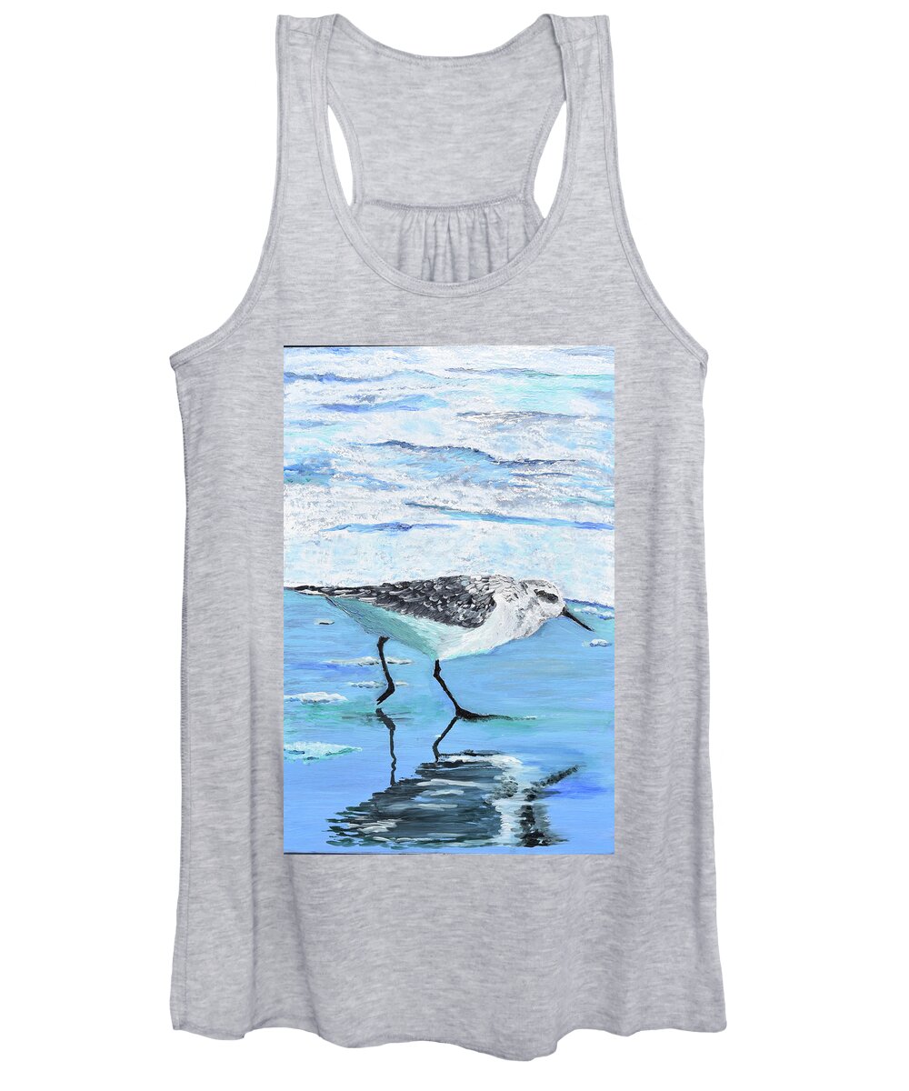 Sea Ocean Women's Tank Top featuring the painting Sandpiper by Toni Willey