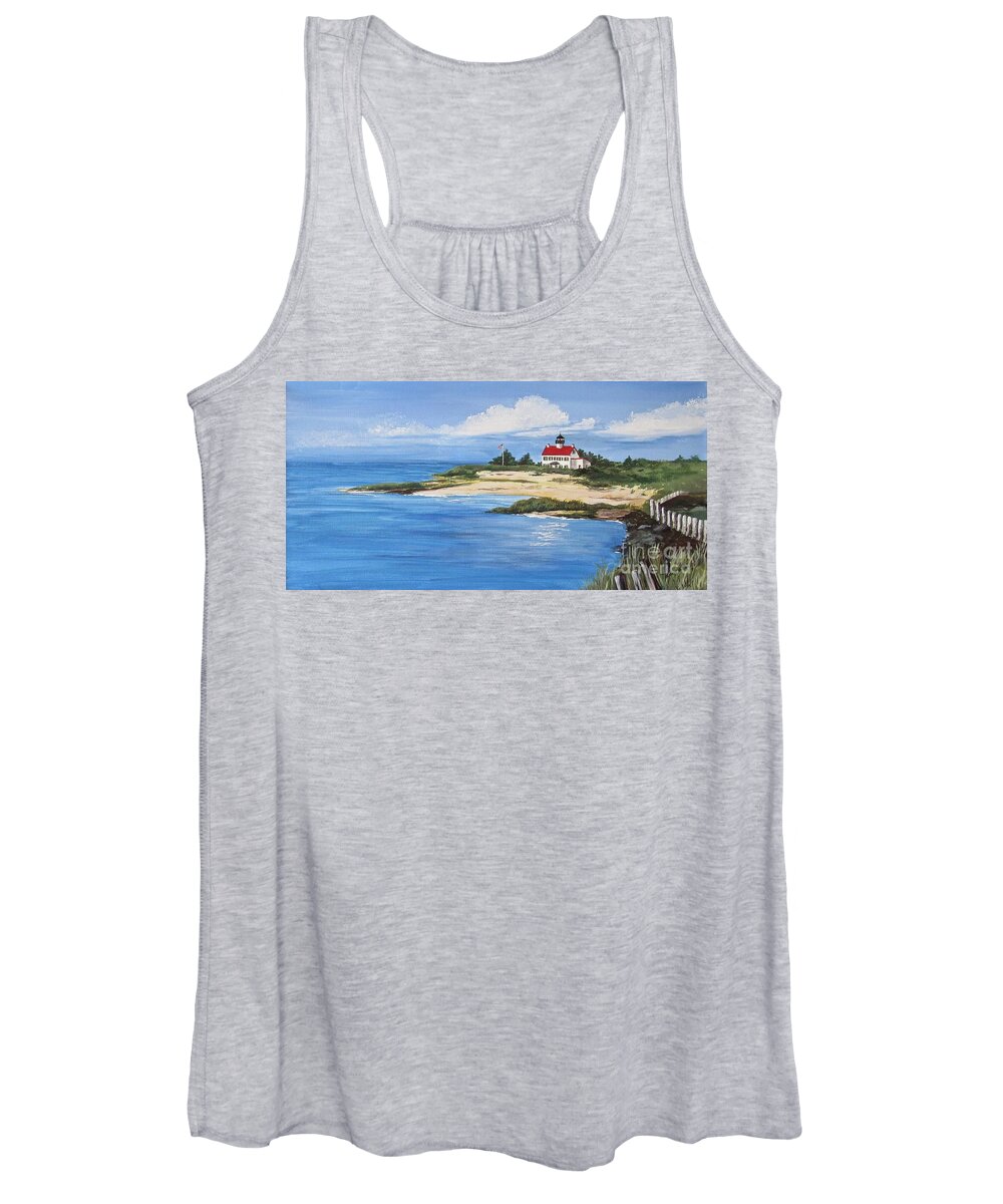 East Point Lighthouse Women's Tank Top featuring the painting Shoreline at East Point Lighthouse by Nancy Patterson