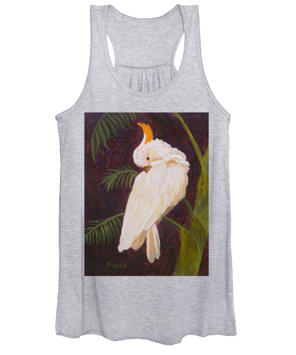 Cockatoo Women's Tank Top featuring the painting Sleepy Cockatoo by Megan Collins