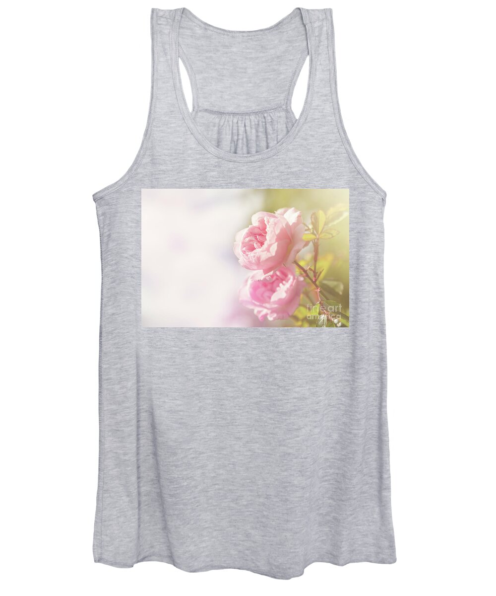 Rose Women's Tank Top featuring the photograph Soft pink rose with space for text by Jane Rix