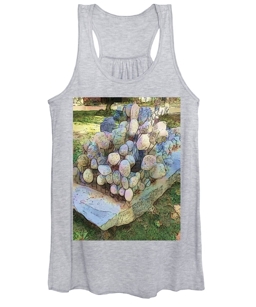 Photoshopped Images Women's Tank Top featuring the digital art Some rocks grow in Brooklyn by Steve Glines