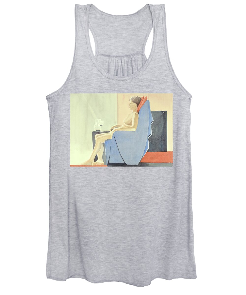 Modell Women's Tank Top featuring the painting Sovande sittande Sitting asleep 2013 06 15-16_0091 4 MB Up to 61x91 cm by Marica Ohlsson