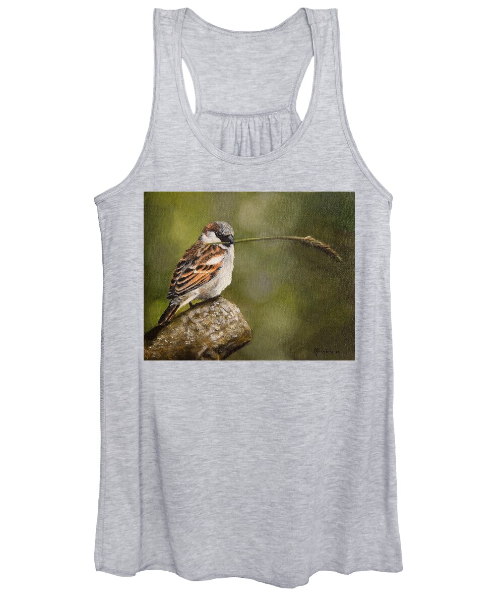 Sparrow Women's Tank Top featuring the painting Sparrow by Kirsty Rebecca